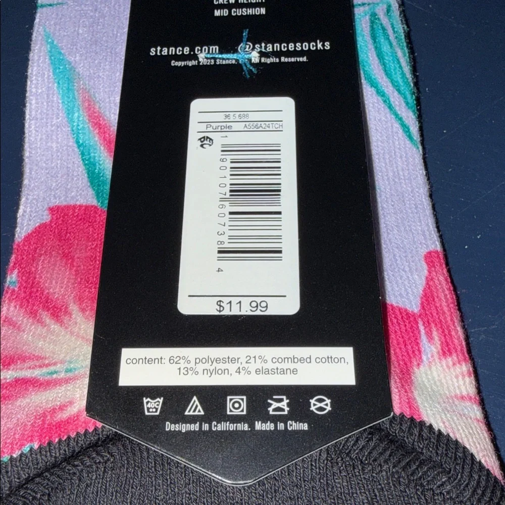 Stance Tropical Floral Crew Socks - Pink and Teal